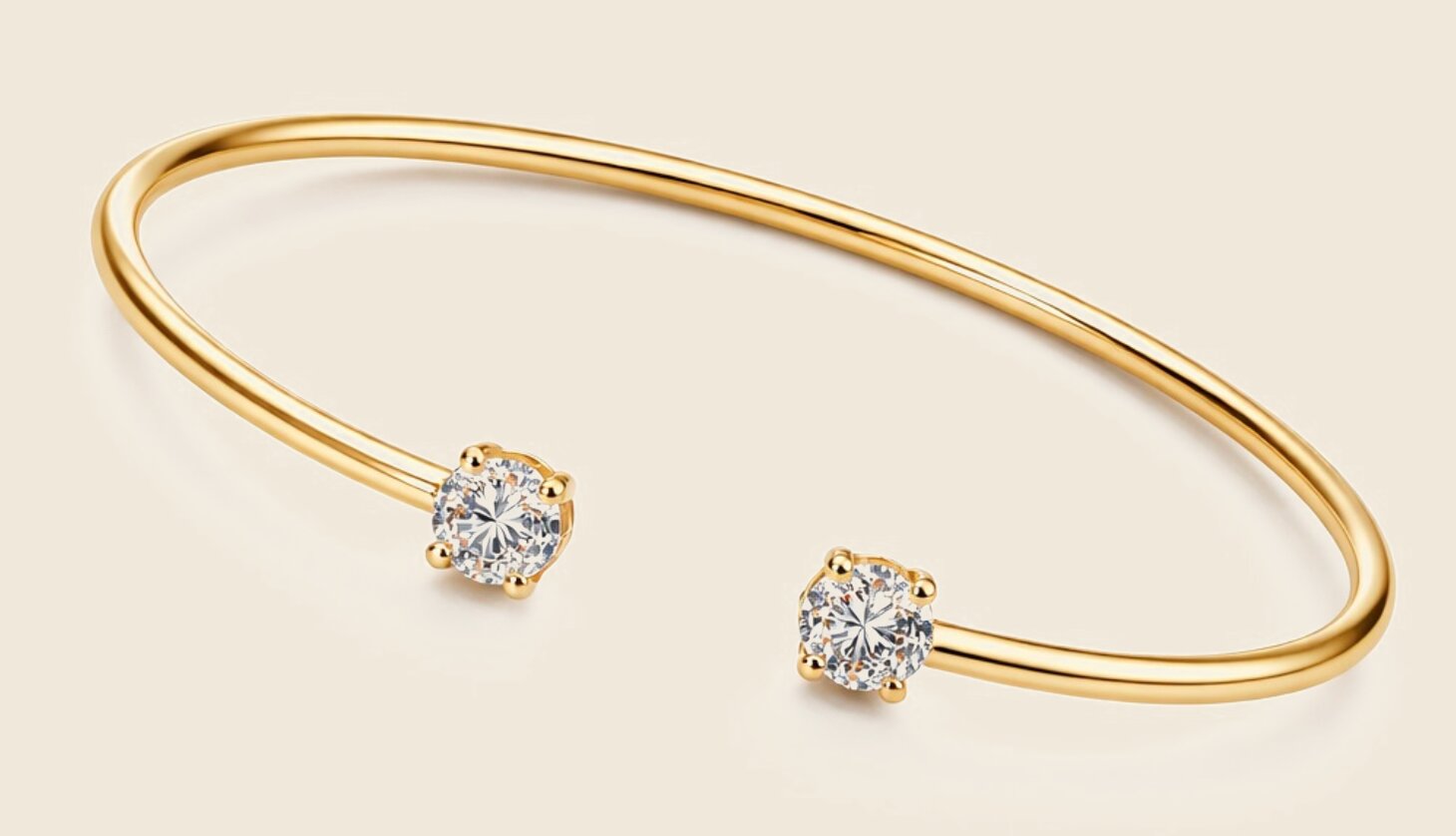 Lunette open diamond cuff bracelet in gold by Maison Soléne